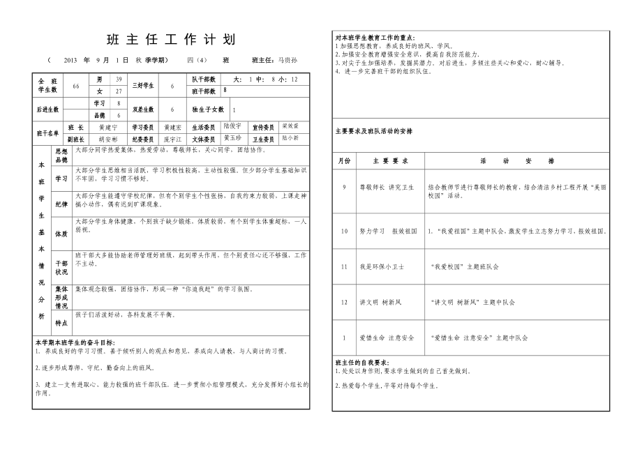 四4班主任工作计划_第1页