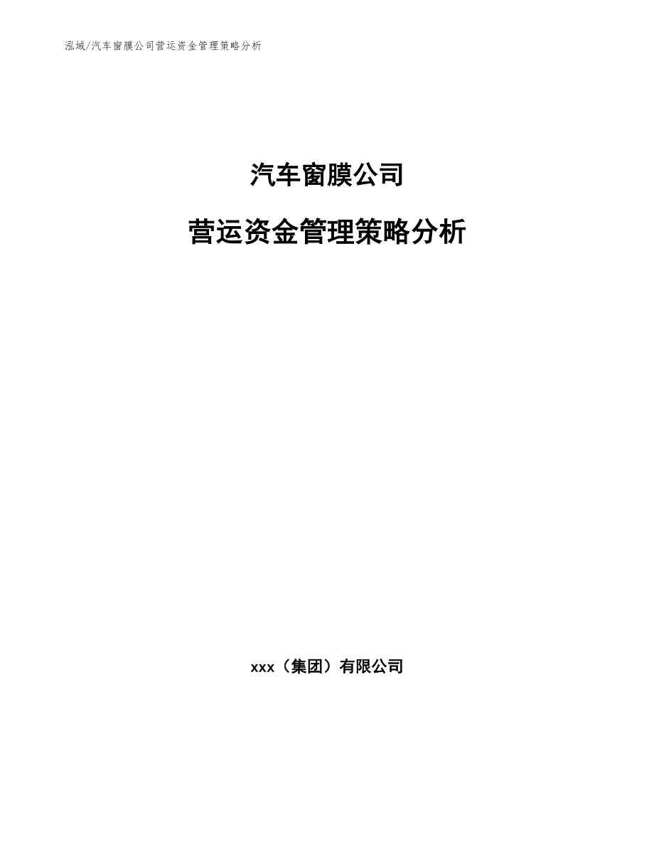 汽车窗膜公司营运资金管理策略分析_第1页