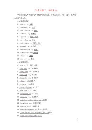 2019高考英語一輪復(fù)習(xí)專用 寫作話題 2 學(xué)校生活 新人教版