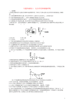 2019高考生物二輪復(fù)習(xí) 專題二 植物生理學(xué) 專題突破練5 光合作用和細胞呼吸(考試專用)