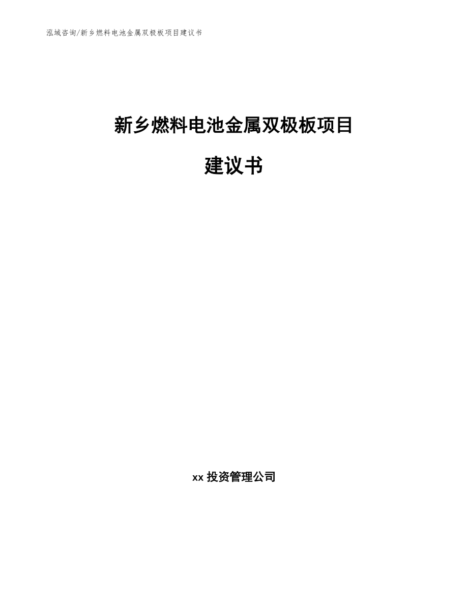 新乡燃料电池金属双极板项目建议书【参考模板】_第1页