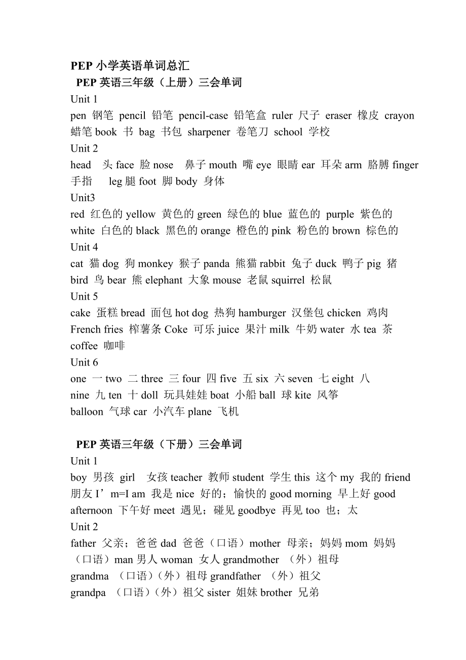 人教版小学英语单词表总汇(共8页)_第1页