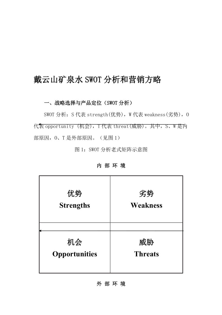 戴云山矿泉水SOT分析和营销策略_第1页