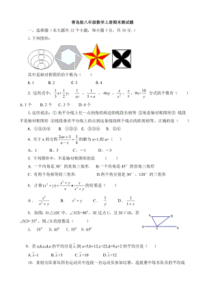 青岛版八年级数学上册期末测试题