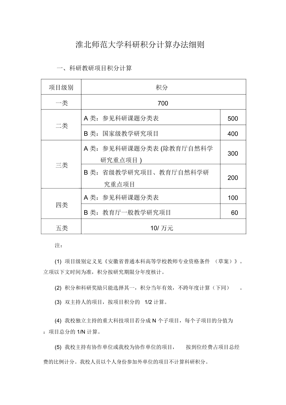 淮北师范大学科研积分计算办法细则_第1页