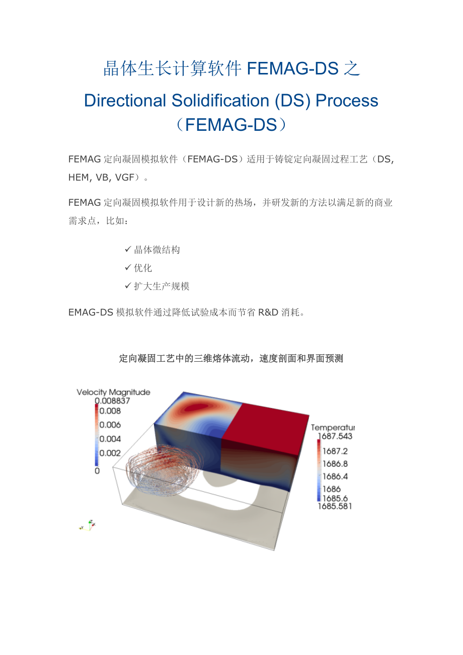 晶体生长计算软件FEMAG-DS之Directional Solidification (DS) Process(FEMAG-DS定向凝固模拟软件)_第1页