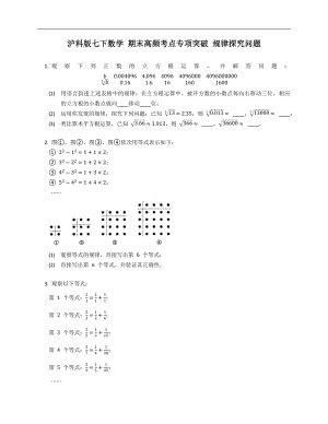 滬科版七下數(shù)學(xué) 期末高頻考點(diǎn)專項(xiàng)突破 規(guī)律探究問題