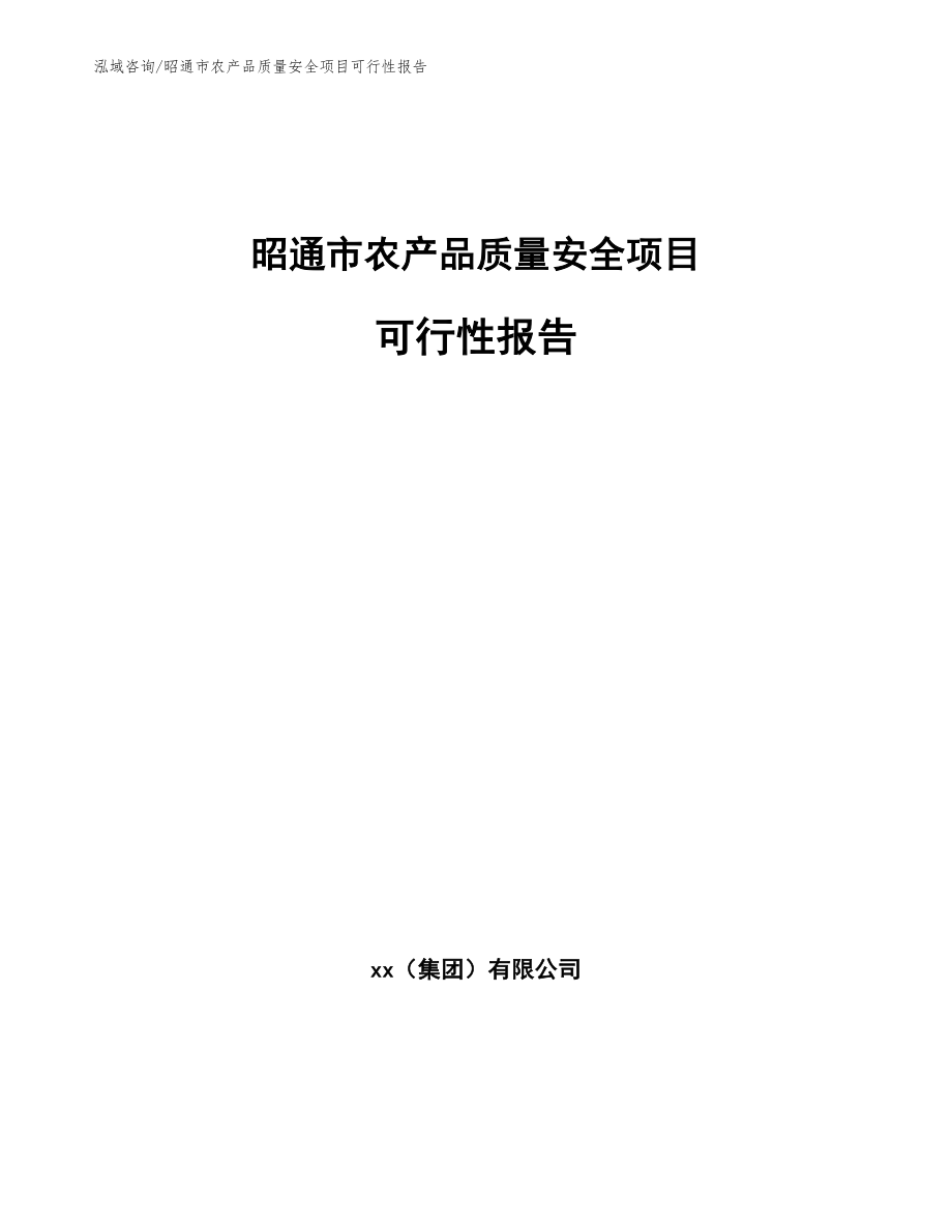 昭通市农产品质量安全项目可行性报告_模板范本_第1页