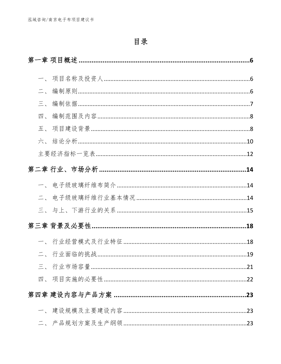南京电子布项目建议书_第1页