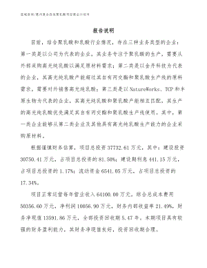 惠州复合改性聚乳酸项目商业计划书【模板范文】