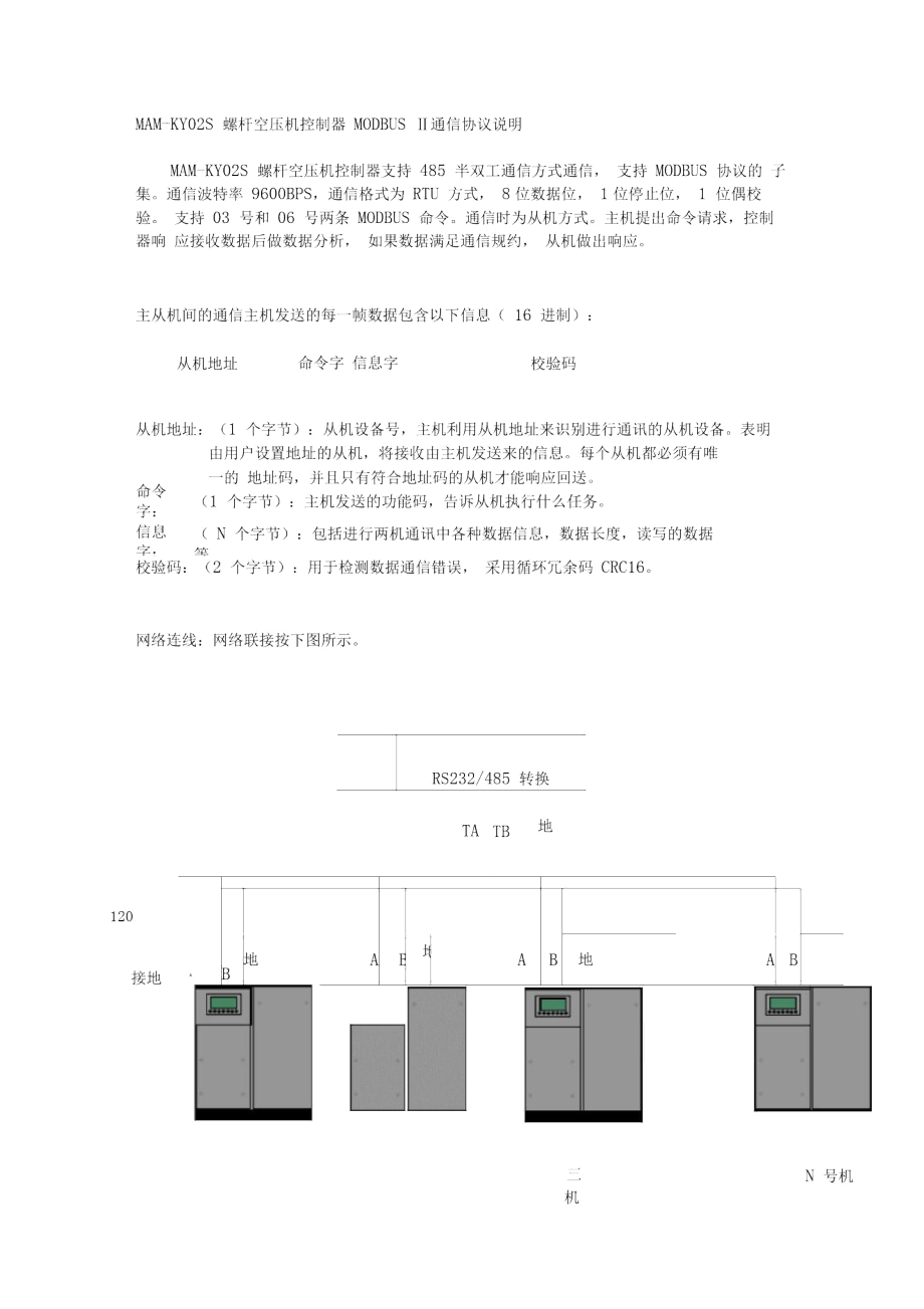 MAM-KY02S螺杆空压机控制器MUDBUS通信_第1页