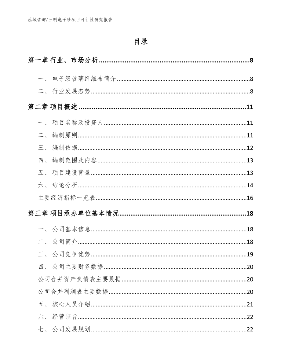三明电子纱项目可行性研究报告_第1页