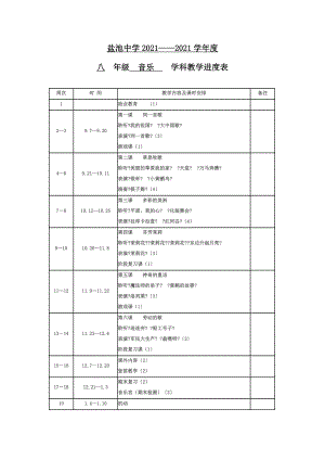 八年級音樂 學(xué)科教學(xué)進度表