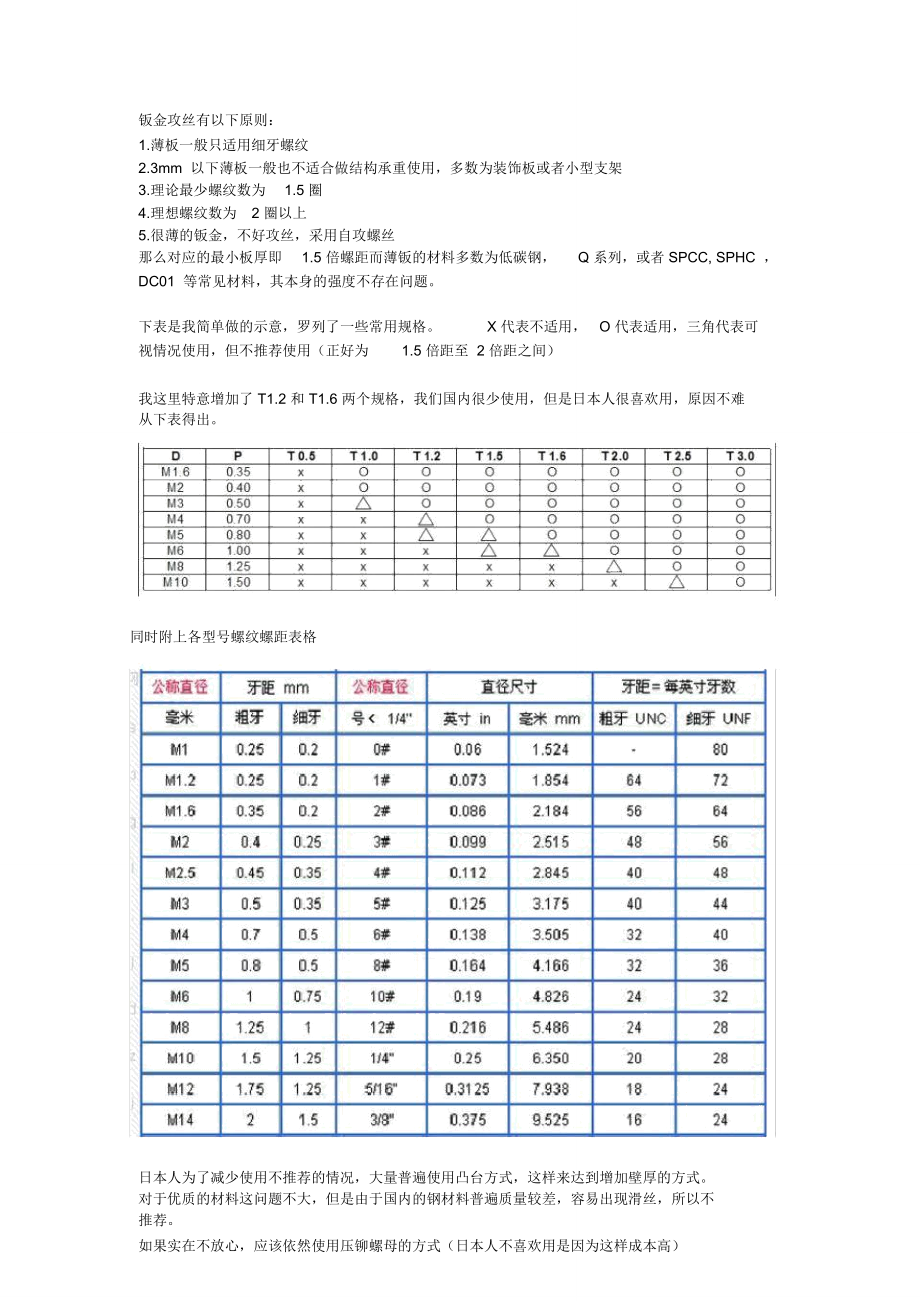 钣金攻丝螺距与板厚的关系_第1页