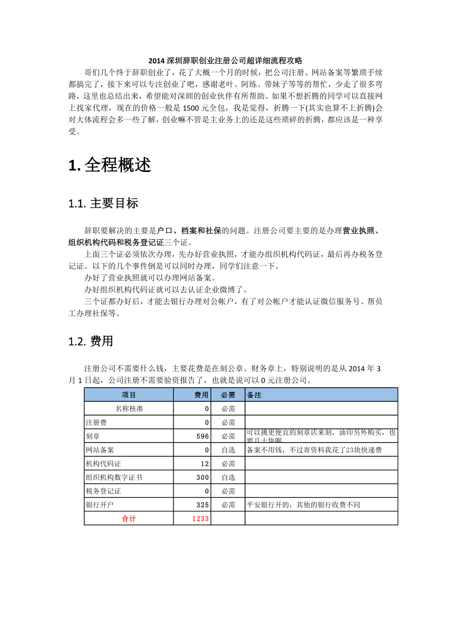 2014深圳辞职创业注册公司超详细流程攻略_第1页