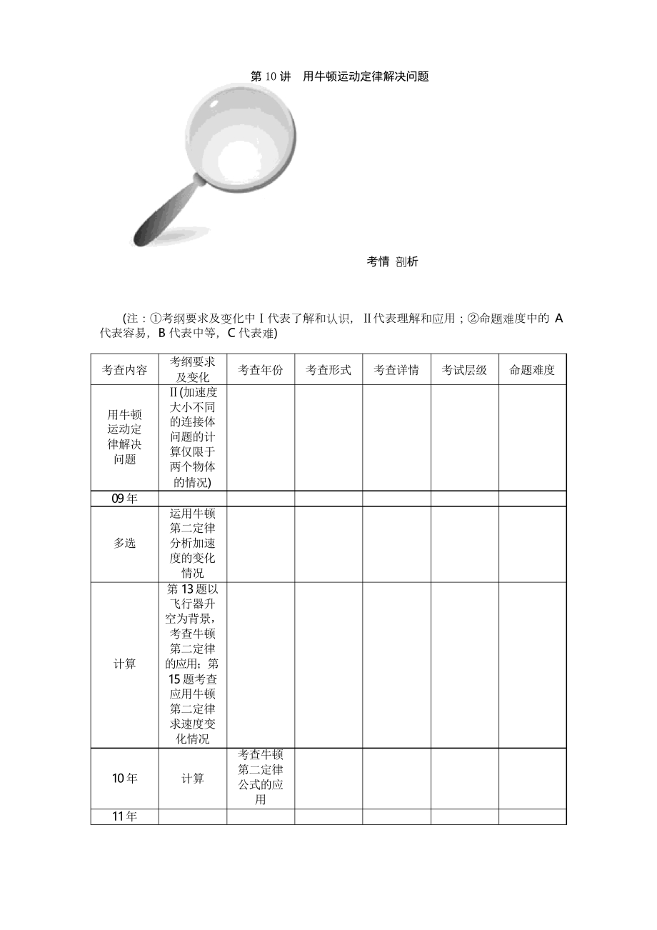 【高考零距離】高考物理(人教版)一輪復(fù)習(xí)配套第10講 用牛頓運(yùn)動定律解決問題_第1頁