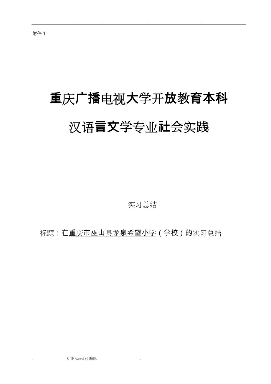汉语言文学专业社会实践报告_第1页