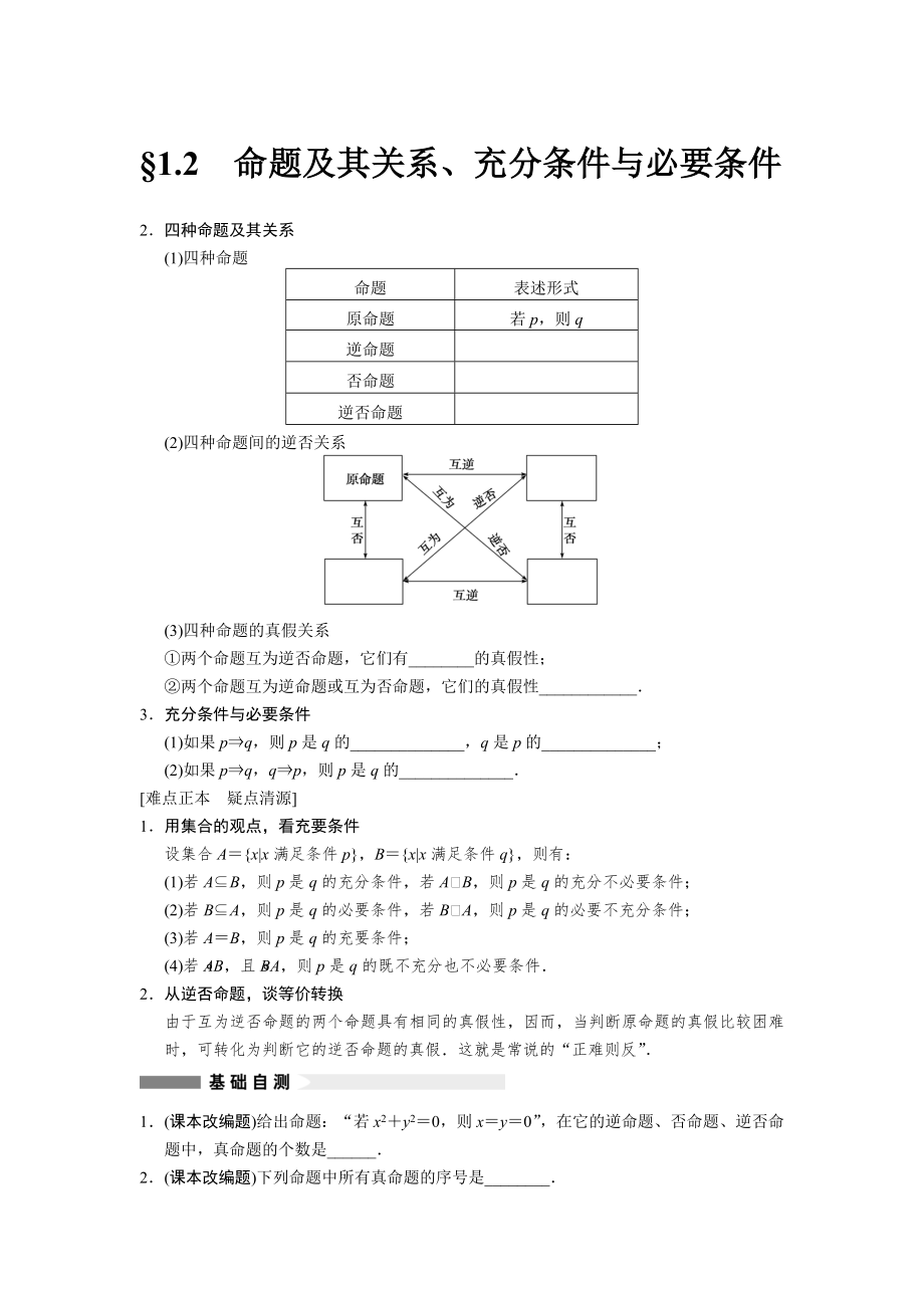 命題及充分條件必要條件整理_第1頁