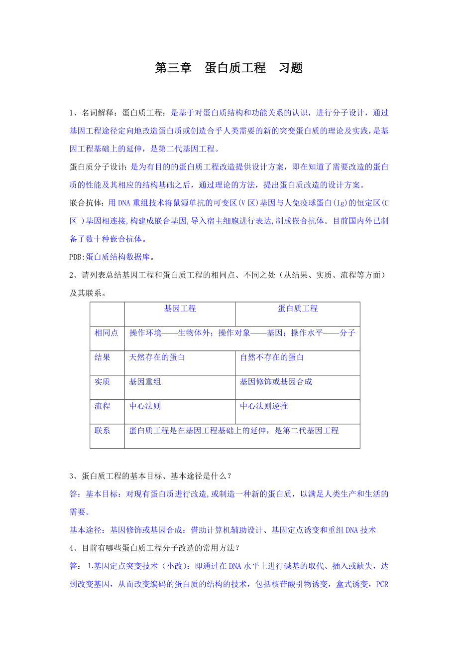 蛋白質(zhì)工程 作業(yè)答案_第1頁(yè)