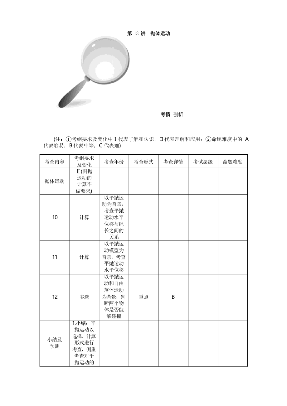 【高考零距離】高考物理(人教版)一輪復(fù)習(xí)配套第13講 拋體運(yùn)動(dòng)_第1頁(yè)