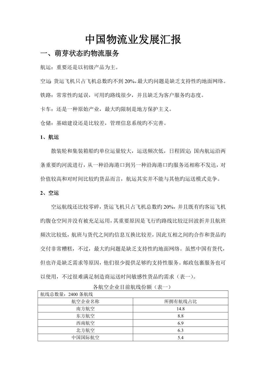 中国物流业发展报告_第1页