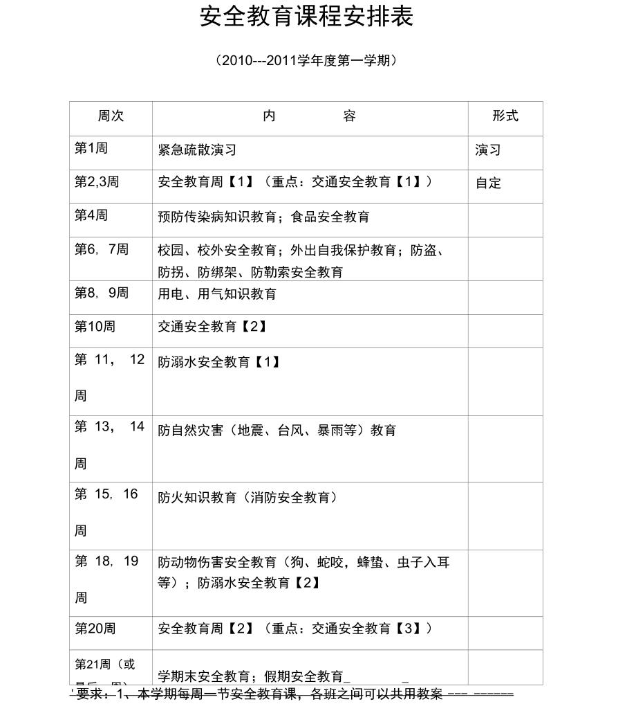 安全教育课程安排表_第1页