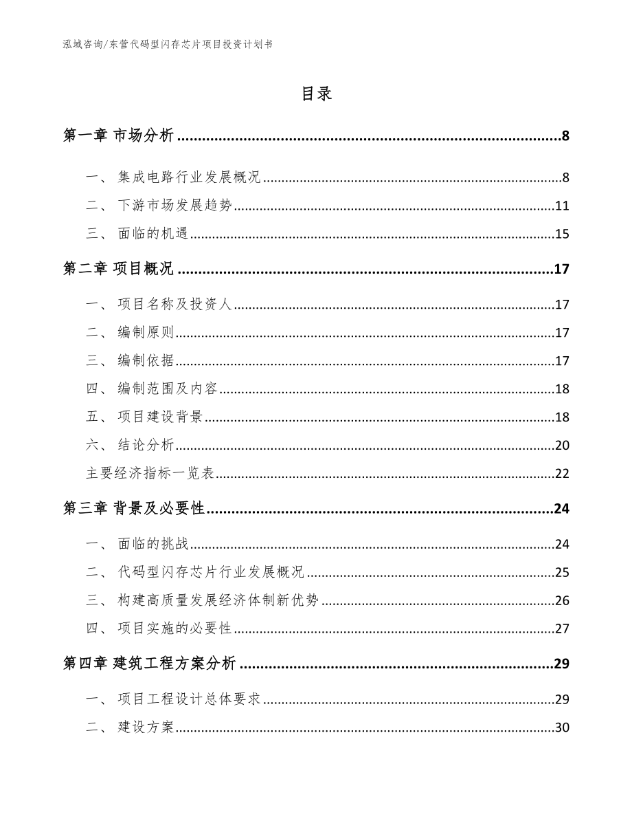 东营代码型闪存芯片项目投资计划书_范文模板_第1页