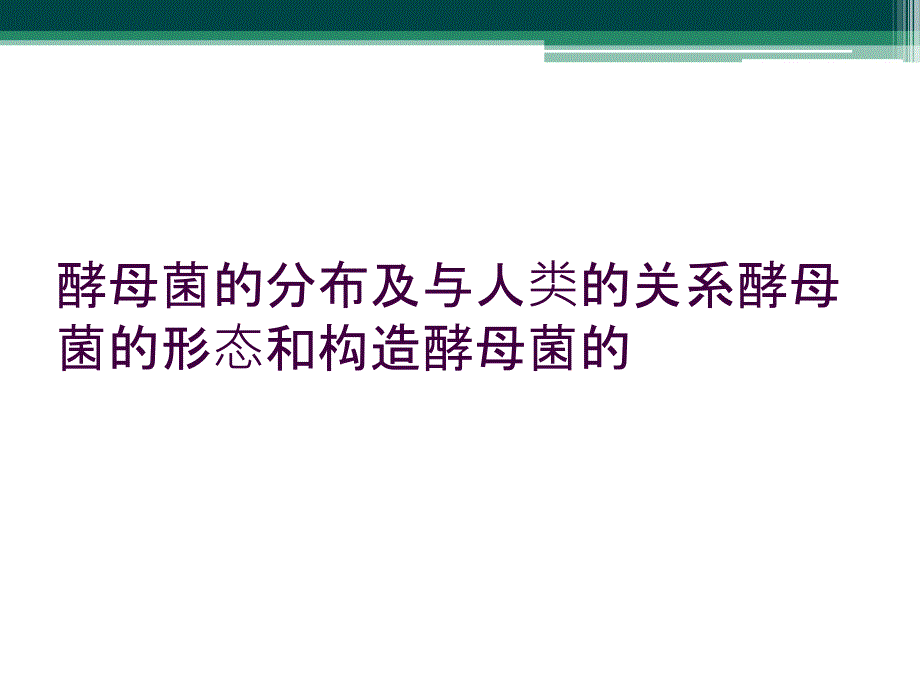 酵母菌的分布及与人类的关系酵母菌的形态和构造酵母菌的_第1页