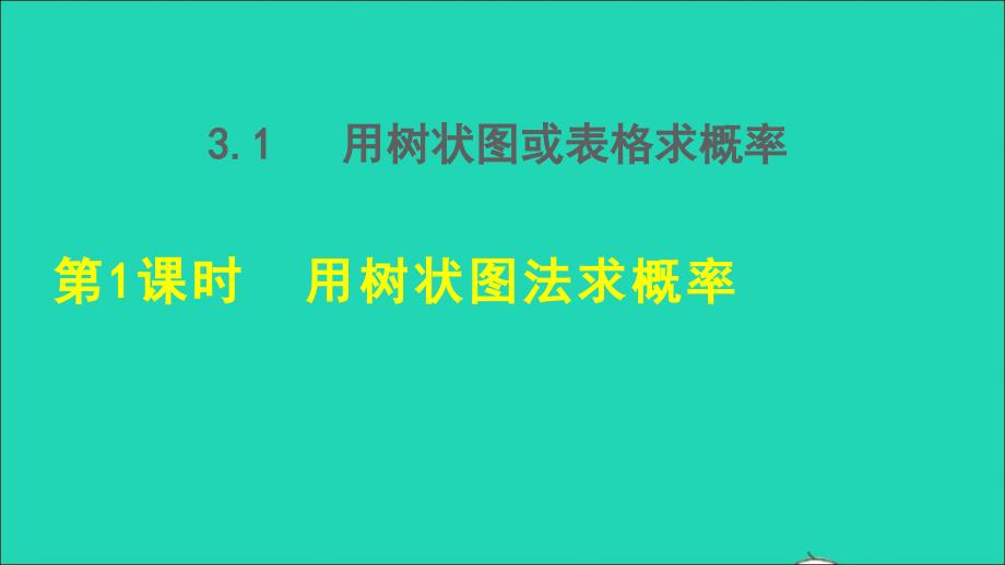 2021年九年级数学上册第3章概率的进一步认识3.1用树状图或表格求概率3.1.1用树状图法求概率授课课件新版北师大版_第1页