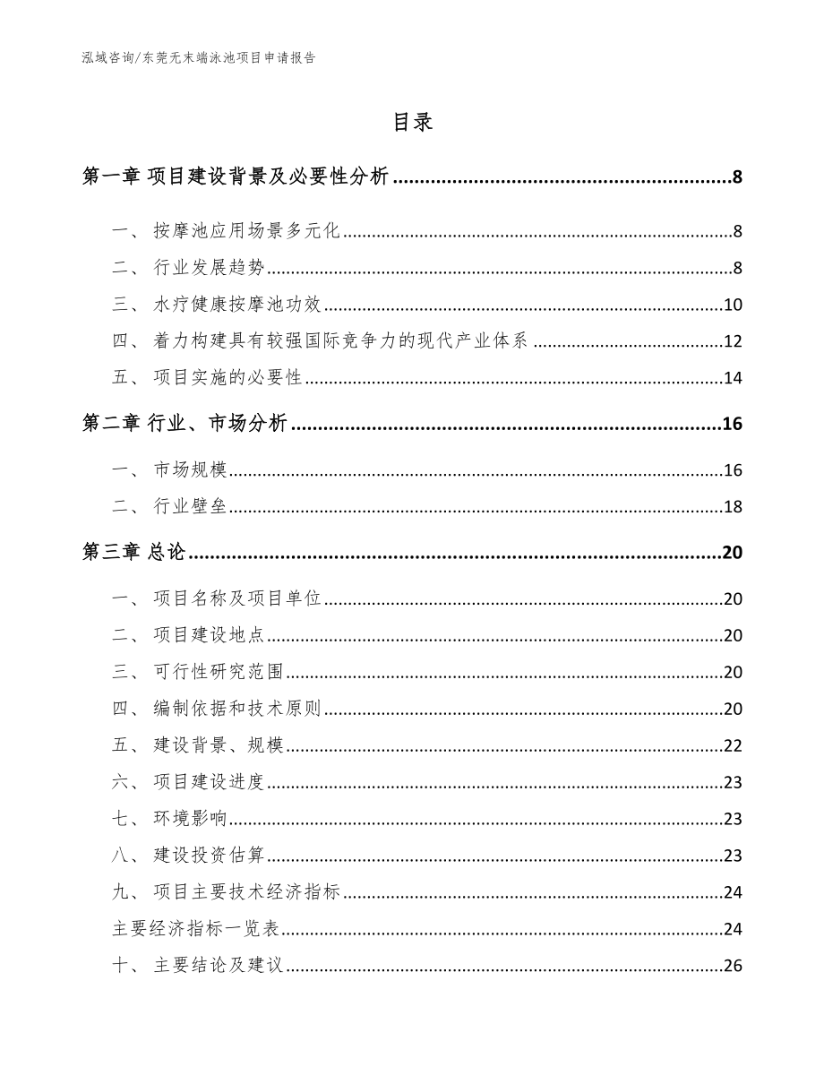 东莞无末端泳池项目申请报告_模板范本_第1页