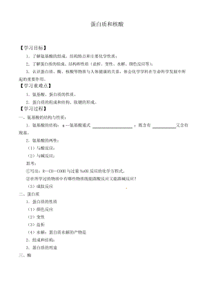 人教版選修5 化學(xué)4.3 蛋白質(zhì)和核酸學(xué)案