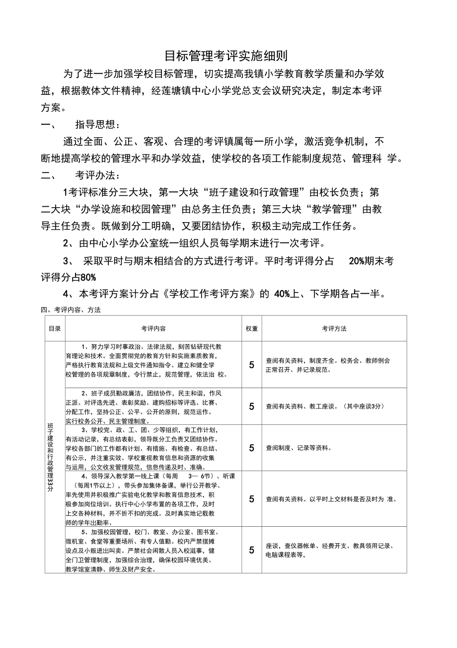 目标管理考评实施细则_第1页