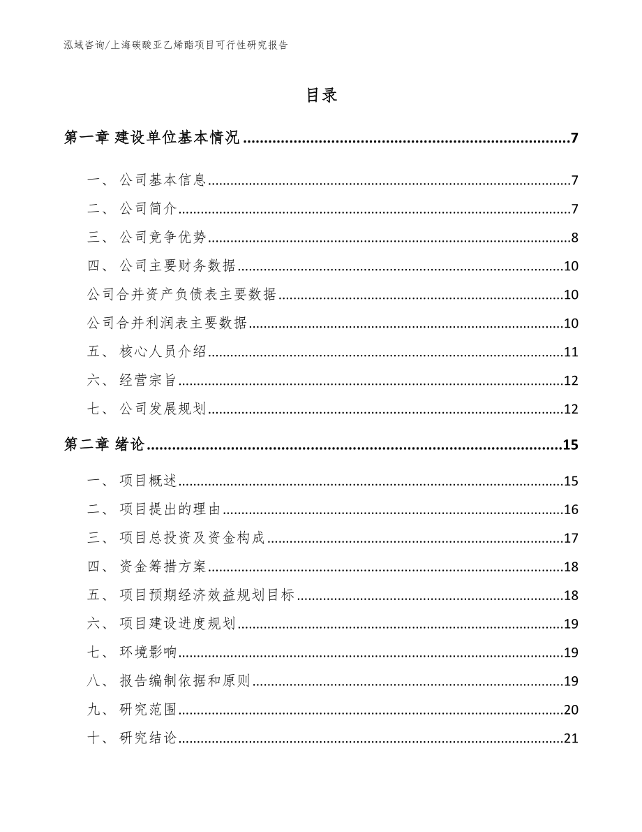 上海碳酸亚乙烯酯项目可行性研究报告_第1页