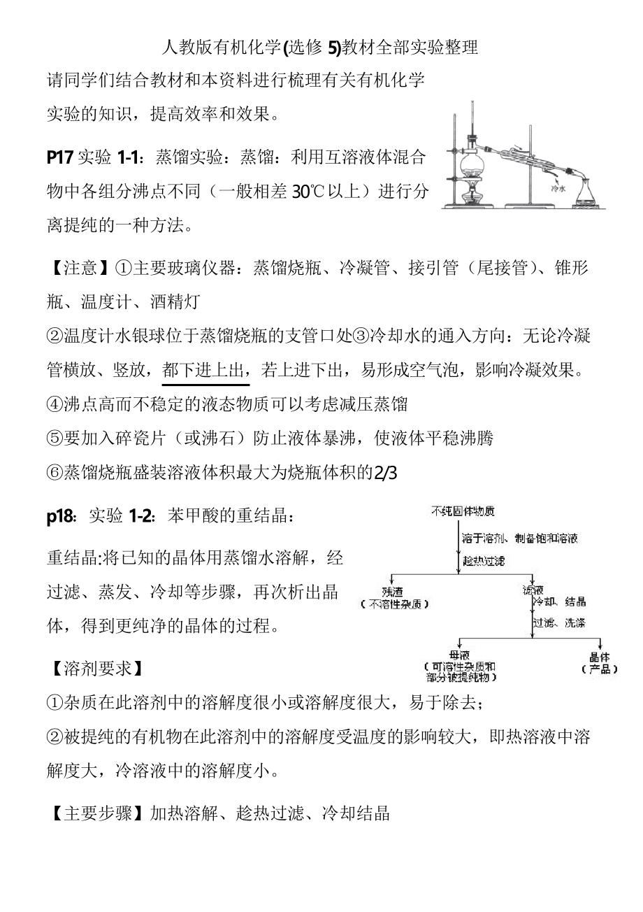 化学选修5全部实验整理_第1页