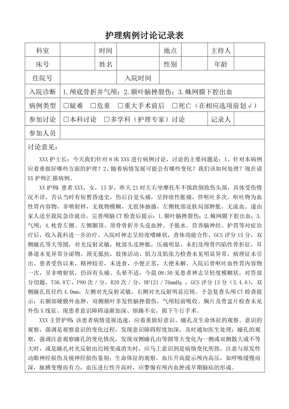 護(hù)理疑難病例討論 (1)_第1頁