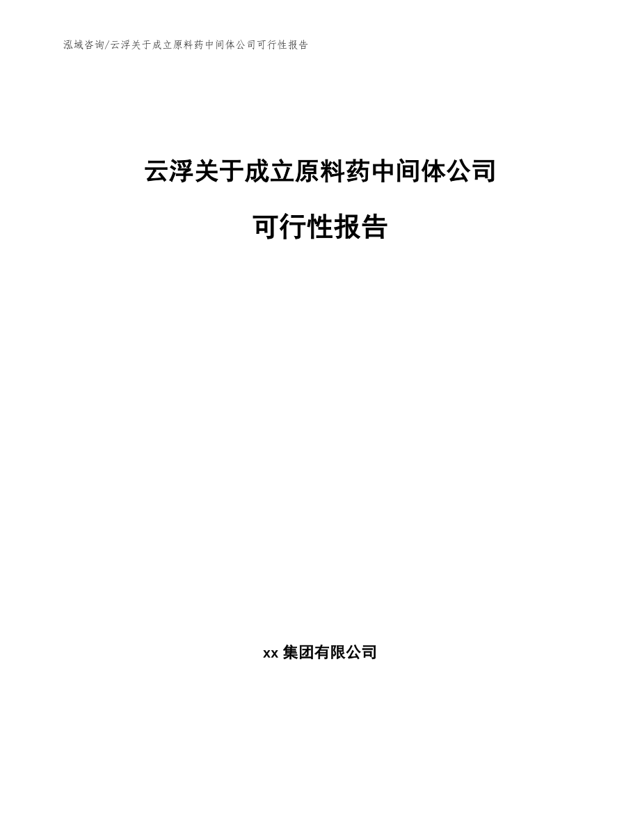 云浮关于成立原料药中间体公司可行性报告【范文模板】_第1页