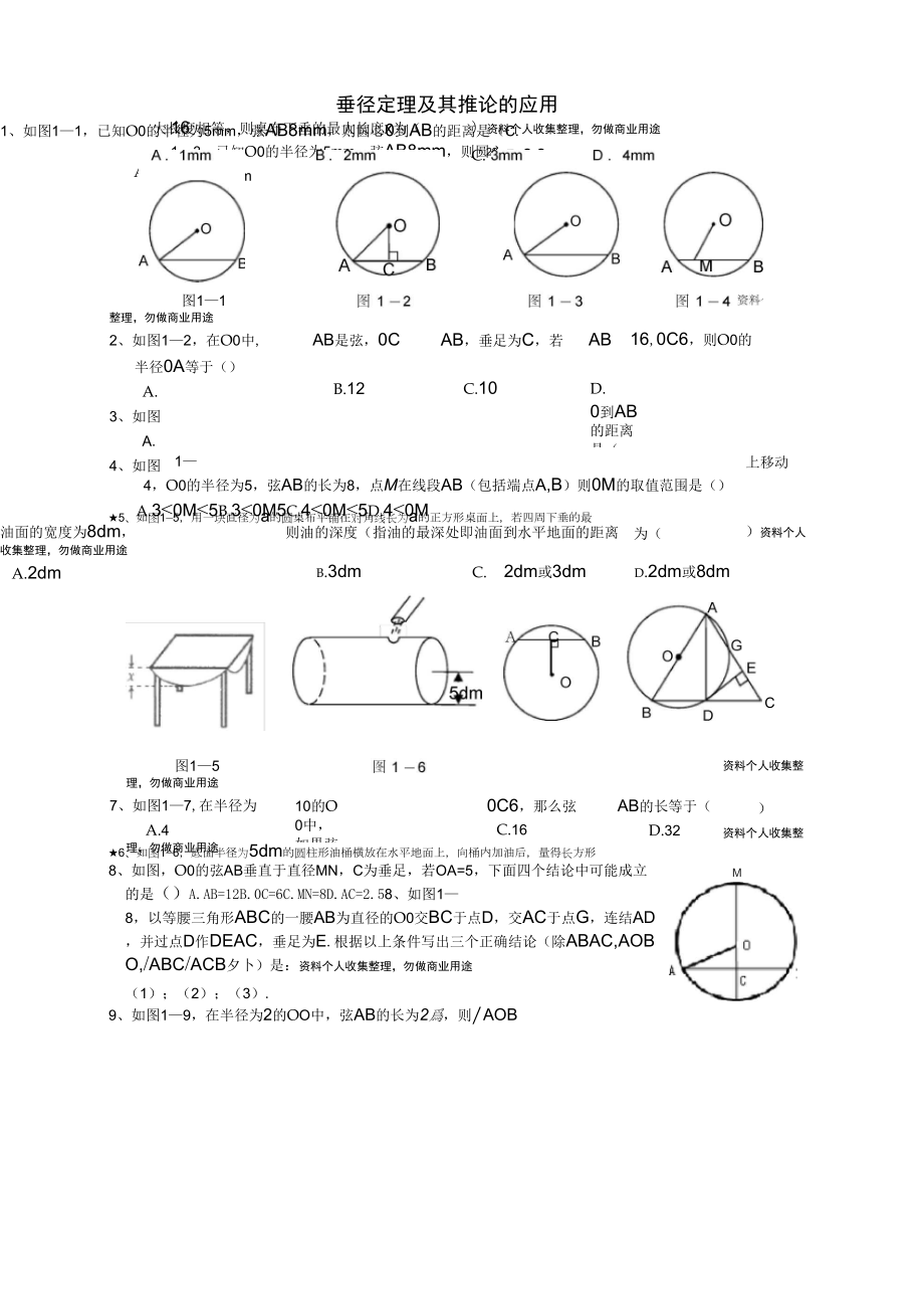 垂径定理及其推论的应用_第1页