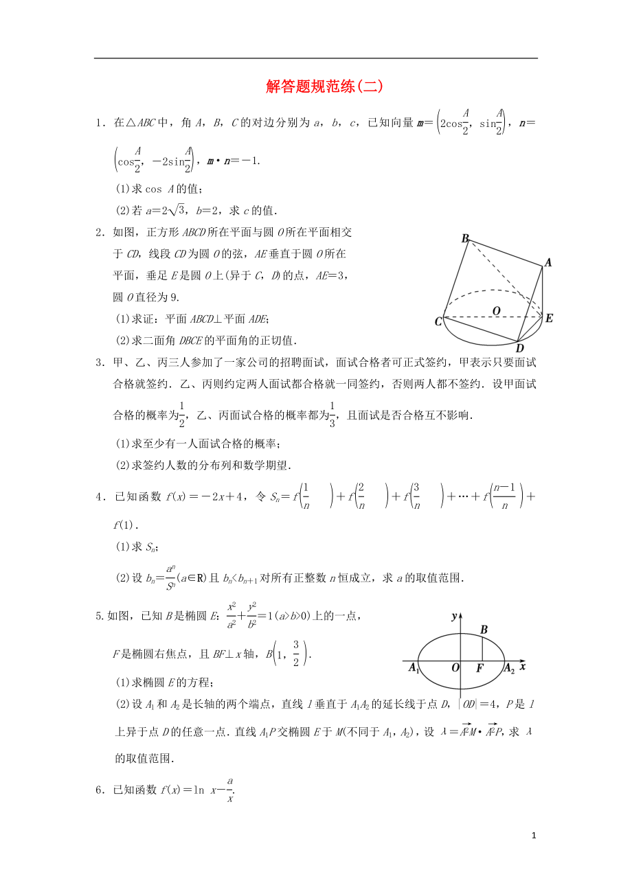 2013屆高三數(shù)學(xué)二輪復(fù)習(xí) 解答題規(guī)范練2 理_第1頁