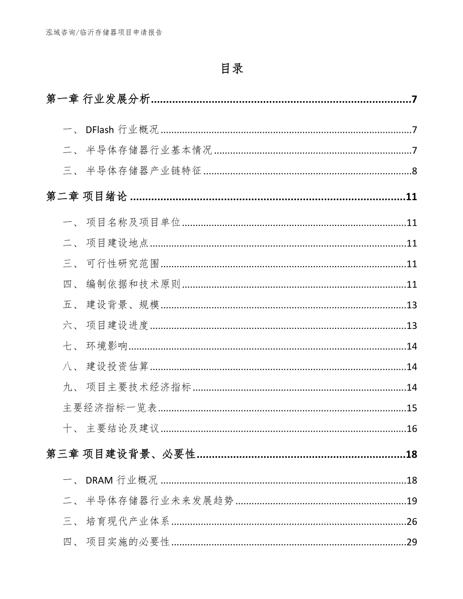 临沂存储器项目申请报告_范文参考_第1页