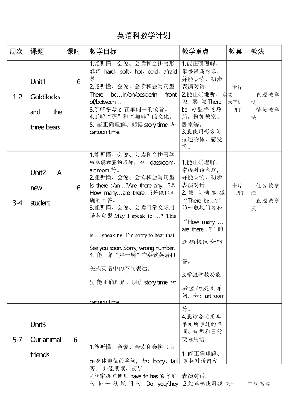 牛津译林版小学英语五年级上册教学计划_第1页