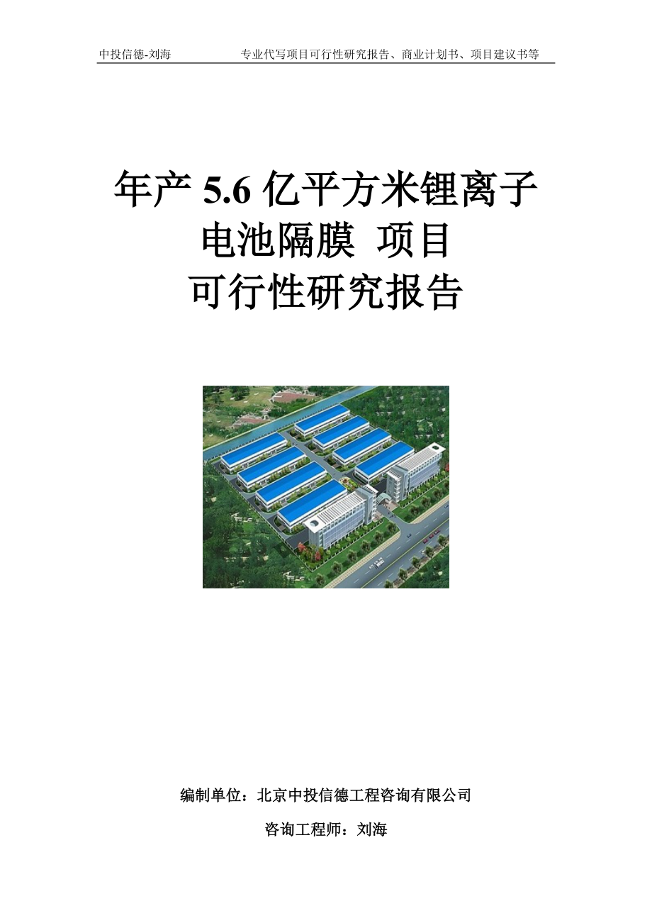 年产5.6亿平方米锂离子电池隔膜 项目可行性研究报告模板_第1页