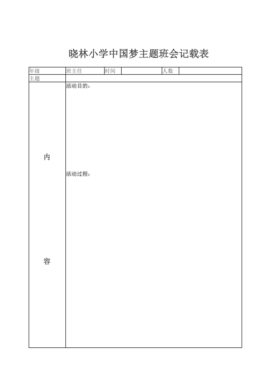 晓林小学学雷锋主题班会记载表_第1页