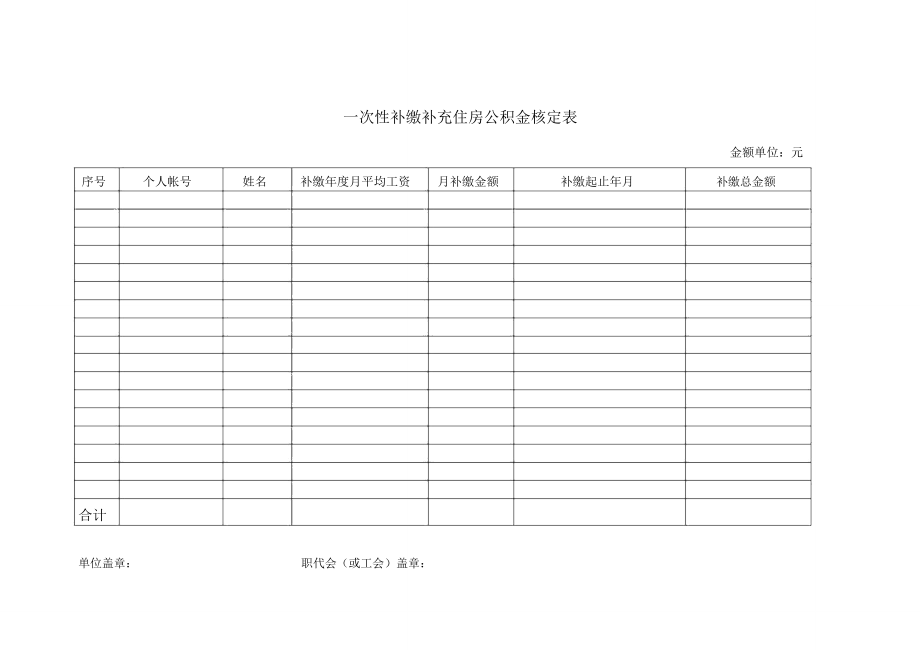 上海市一次性补缴补充住房公积金核定表_第1页
