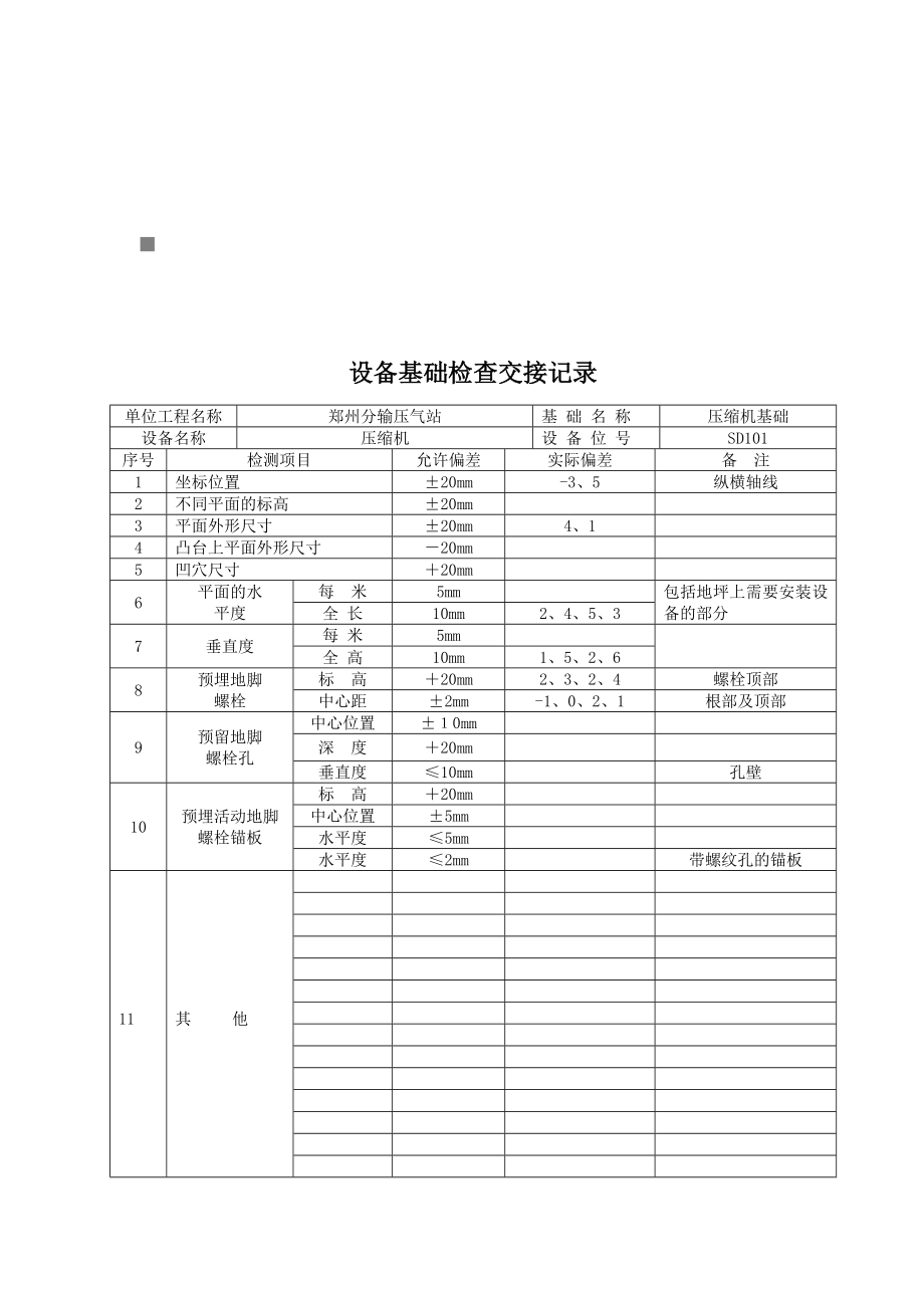 设备基础检查交接记录_第1页