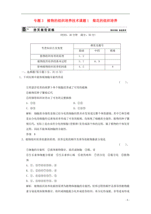 2013年高中生物 3-1菊花的組織培養(yǎng) 規(guī)范訓(xùn)練同步練習(xí) 新人教版選修1