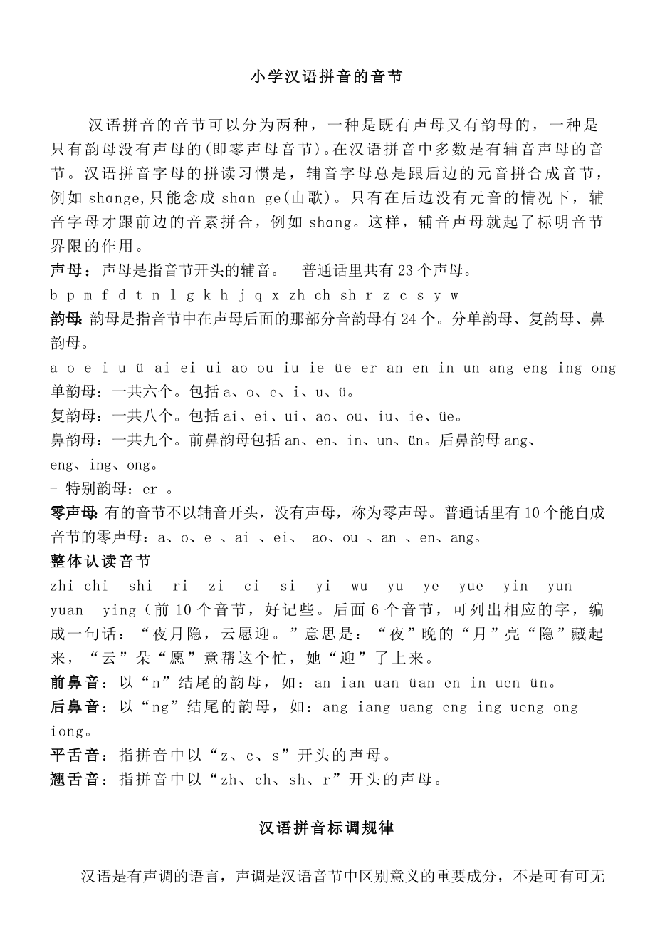 汉语拼音的音节拼写规则总结_第1页