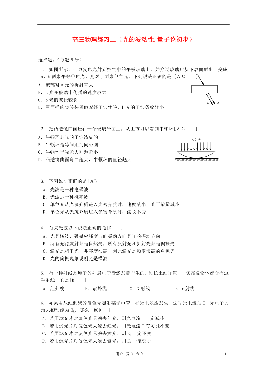 2012高考物理 光的波动性复习学案_第1页