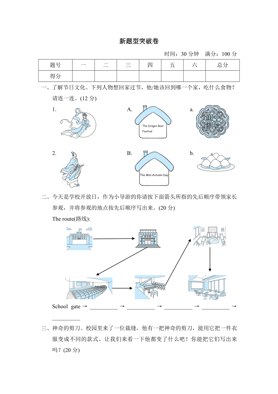 滬教牛津版五年級下冊英語 新題型突破卷_第1頁