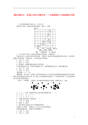 山東省2014屆高三地理 課時(shí)訓(xùn)練32 區(qū)域工業(yè)化與城市化 以我國(guó)珠江三角洲地區(qū)為例（含解析）