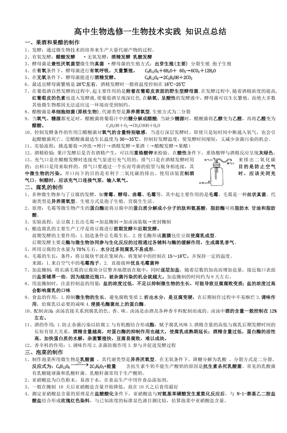 高中生物选修一生物技术实践知识点总结_第1页